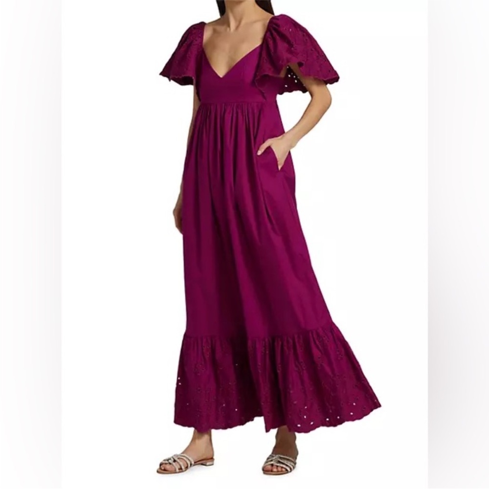 En Saison Barnette Maroon Maxi Eyelet dress EUC